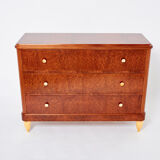 Chest of drawers amboine magnifying glass gilding  circa 1940s