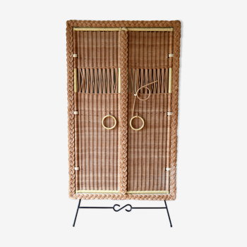 Rattan and wicker cabinet