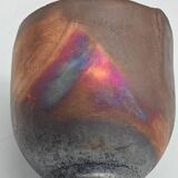 Large raku bowl with metallic iridescence