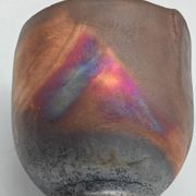 Grand bol en raku aux irisations métalliques
