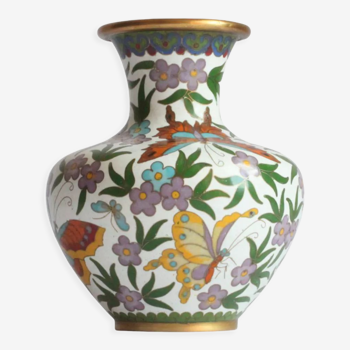 Vase papillon en émail cloisonné, Chine Années 1950