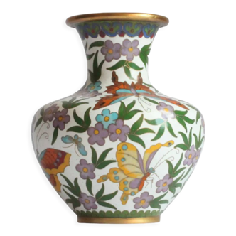Cloisonné enamel butterfly vase, China 1950s