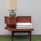 Vintage 1960s teak telephone hall bench