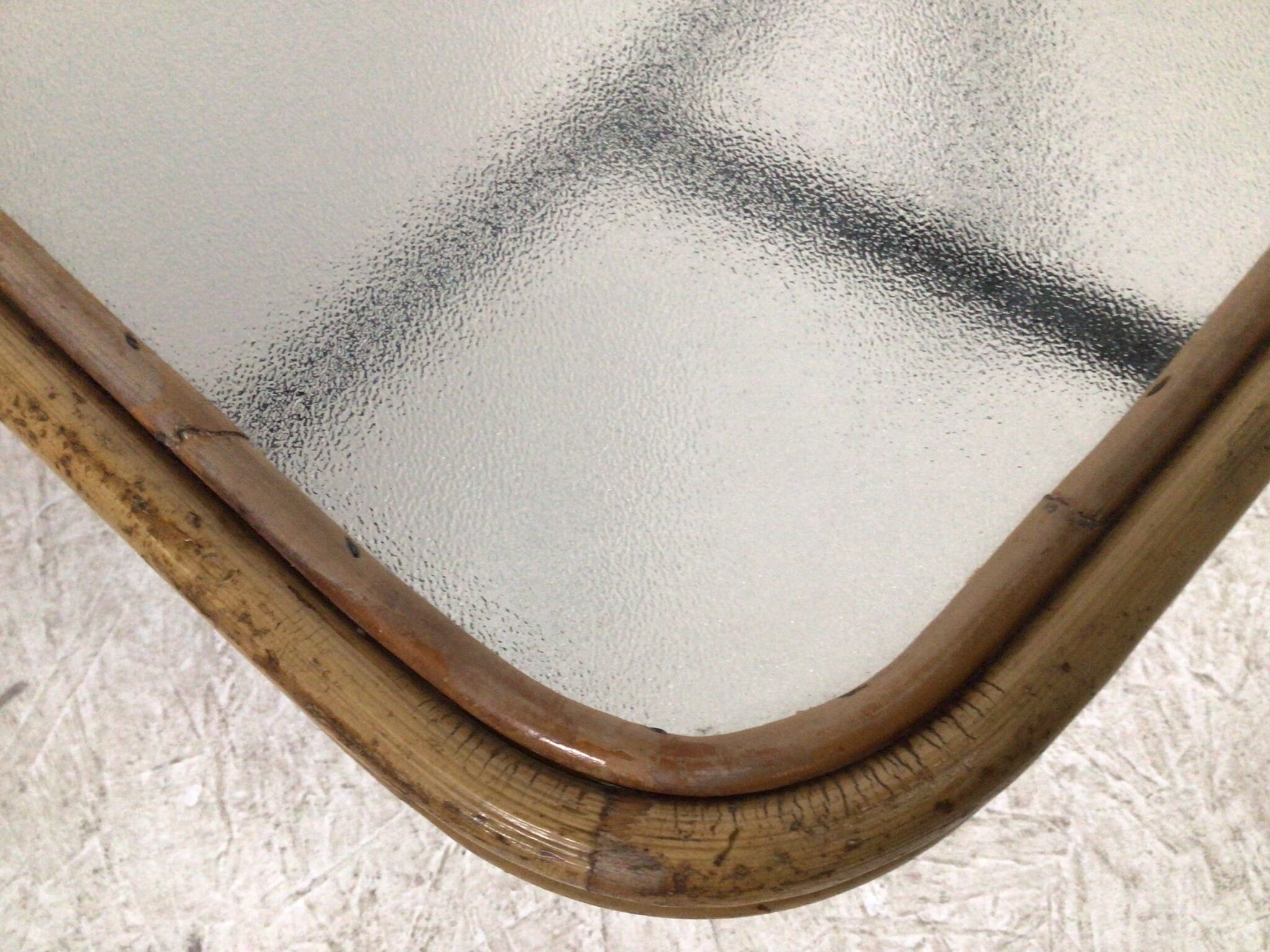 Rattan / glass / metal coffee table