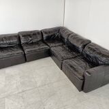 Canapé modulaire en cuir patchwork vintage, années 1970