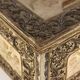 Antique wooden box with fabric and beads, Europe 19th Century