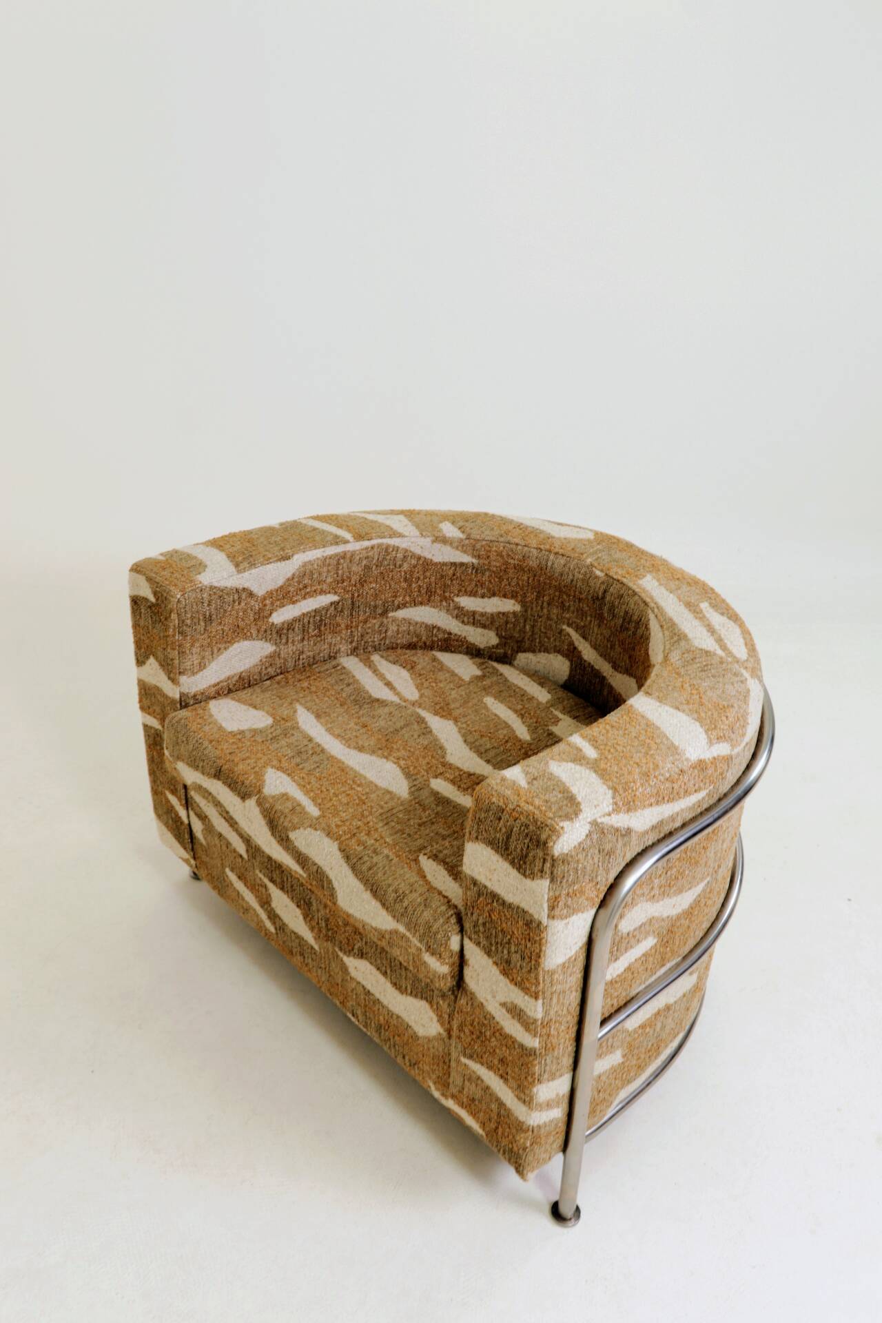 Fauteuil de hall brutaliste Jacquard beige
