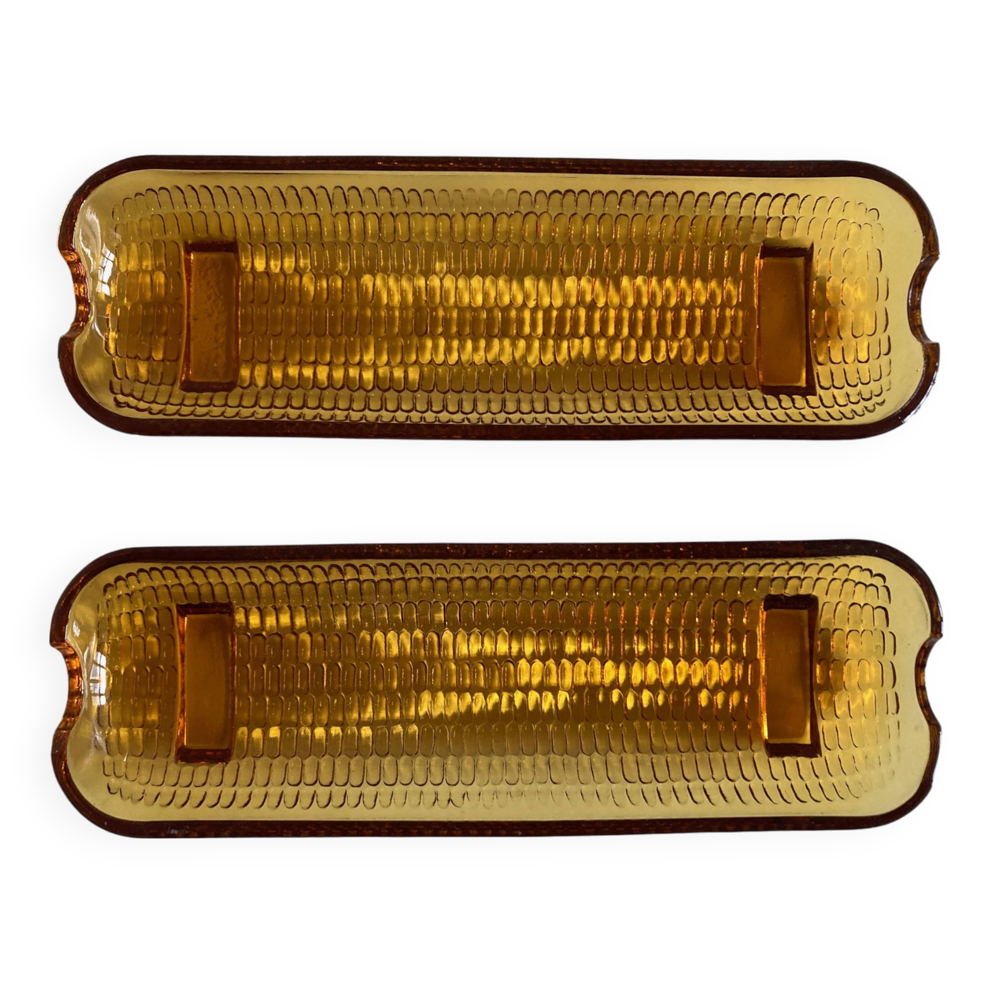 Pair of American corn plates USA 1940 in molded glass Depression Glass