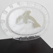 Vintage Murano glass serving platter with dolphin decoration, Italy, 1980s.