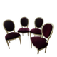 Lot de 4 chaises de salon capitonnées de velours grenat