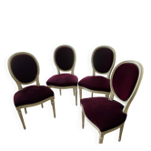 Lot de 4 chaises de salon capitonnées de velours grenat