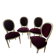Lot de 4 chaises de salon capitonnées de velours grenat