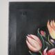 Painting on canvas still life decoration countryside bouquet flowers vintage frame black background