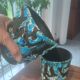 Milk jug and ceramic cup Cyclope Émaux des Glaciers Charles Cart