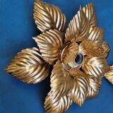 Pair of Masca flower wall lights in gold metal