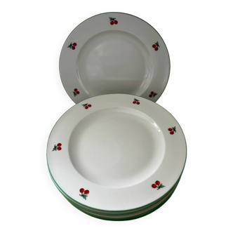 Set of 8 dessert plates in porcelain Harmony cherries