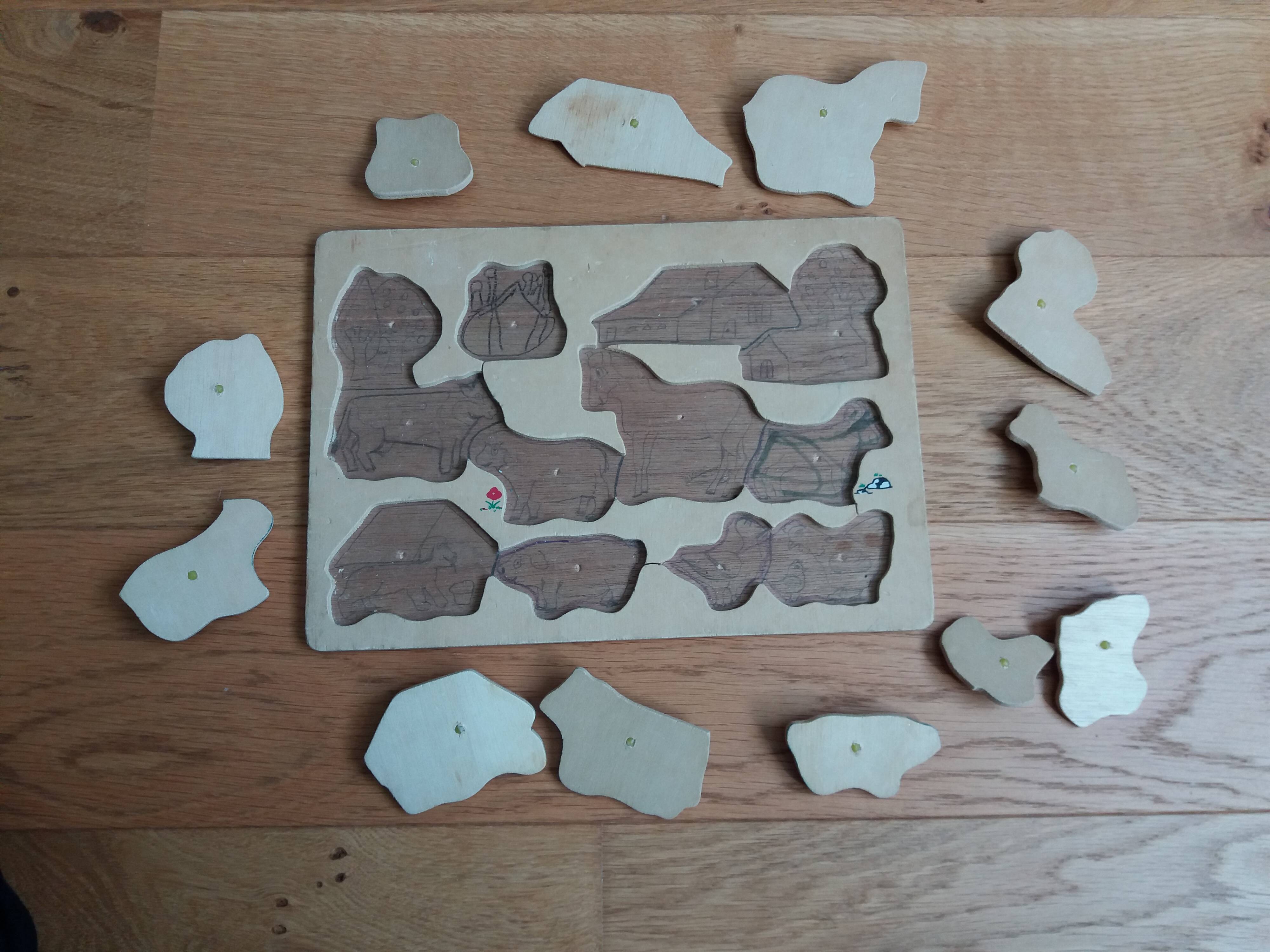 Wooden puzzle farm animals