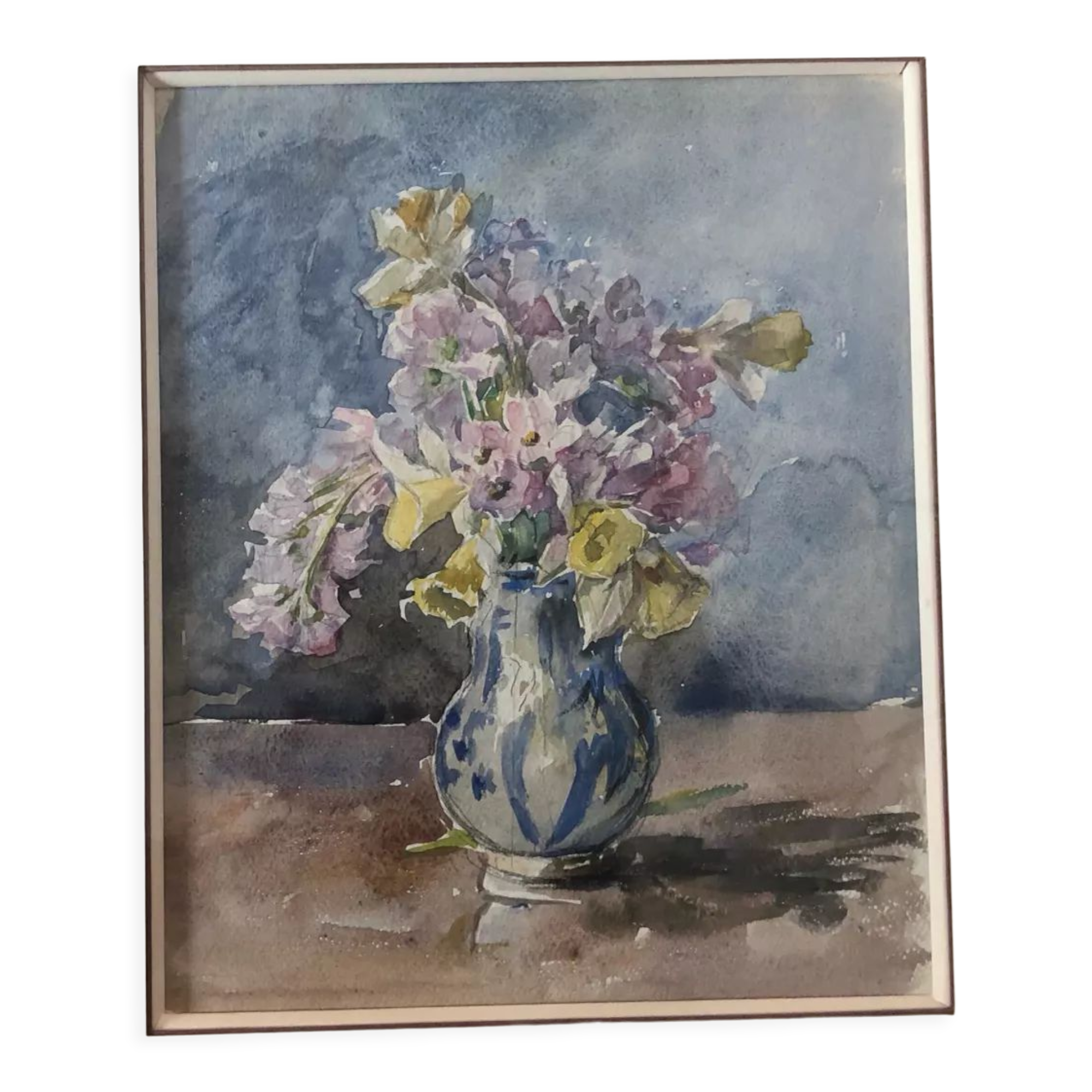 Watercolor bouquet , anonymous XXth