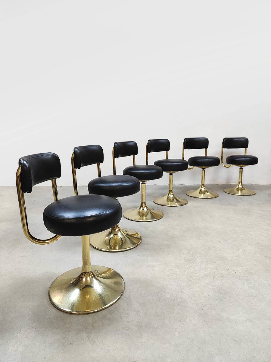 Vintage Swedish design brass low stools Borje Johanson
