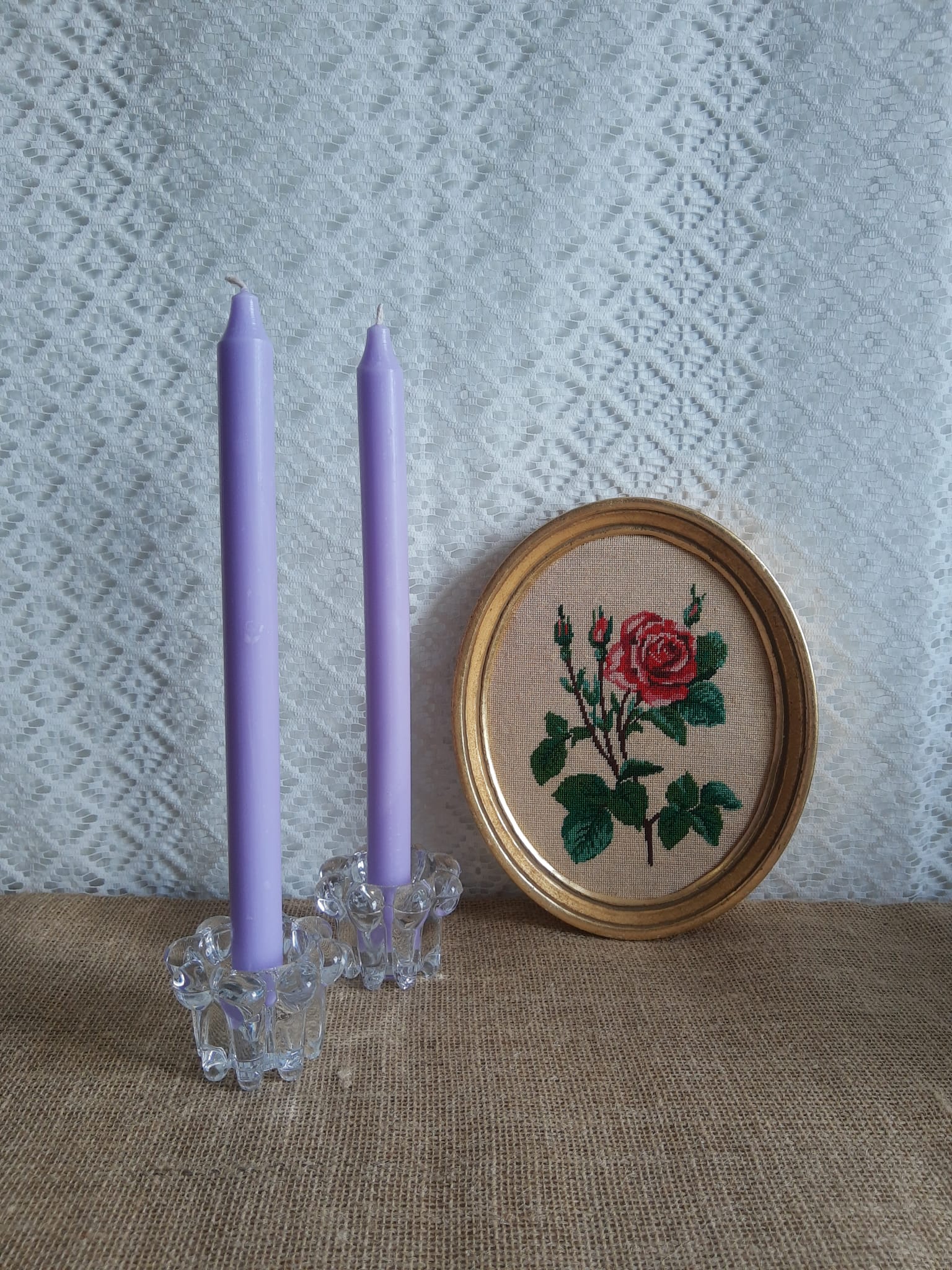 Pair of vintage glass candlesticks