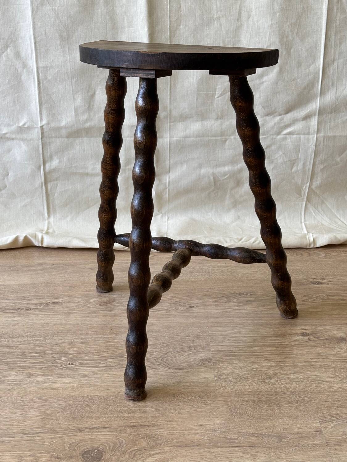 Turned wooden tripod stool 1950