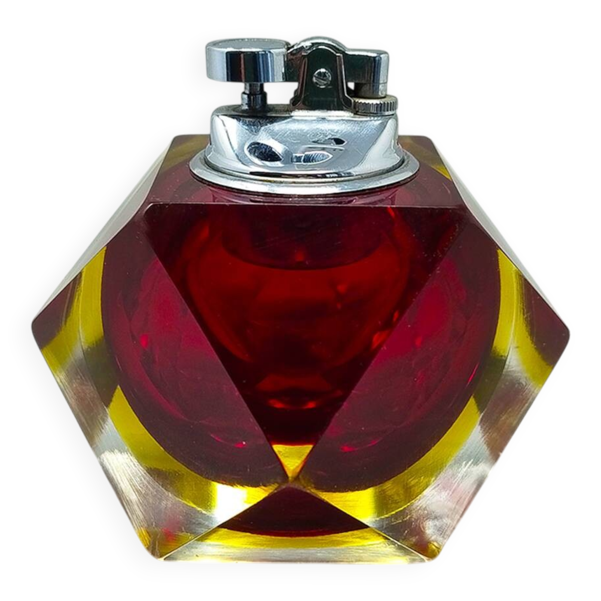 1960s Stunning Table Lighter in Murano Sommerso Glass By Flavio Poli for Se