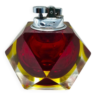 1960s Stunning Table Lighter in Murano Sommerso Glass By Flavio Poli for Se