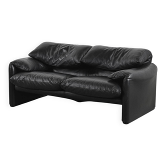 Canapé Maralunga en cuir par Vico Magistretti, Cassina vers 1973