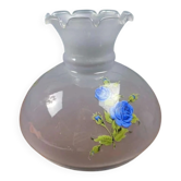 Vintage globe with blue flowers – Frosted glass lampshade in a romantic style