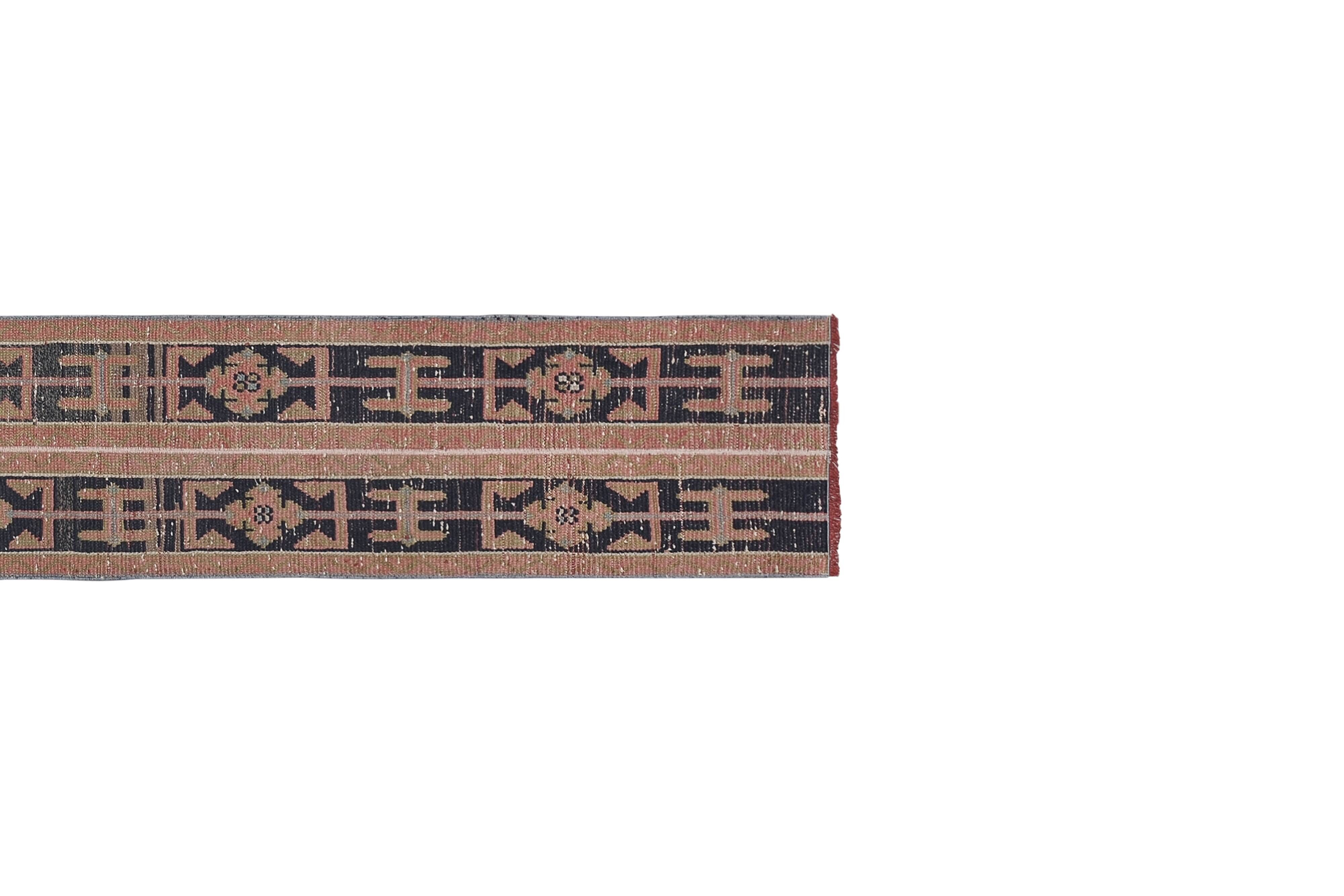 Vintage Turkish Oushak Handwoven Rug 48x297 cm