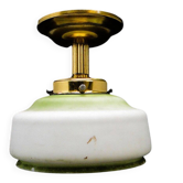 Vintage Art Deco brass and glass pendant lamp, 1950s