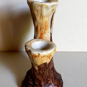 Bougeoir céramique faux-bois années 50