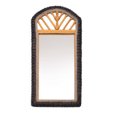 Boho Chic Wall Mirror in Rattan and Wicker Italian 1970s