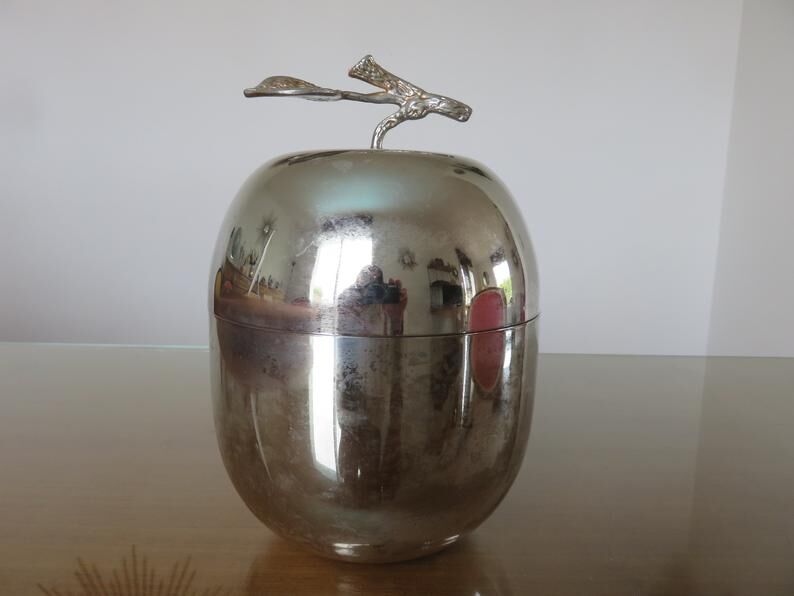 Silver metal "apple" ice bucket 60s