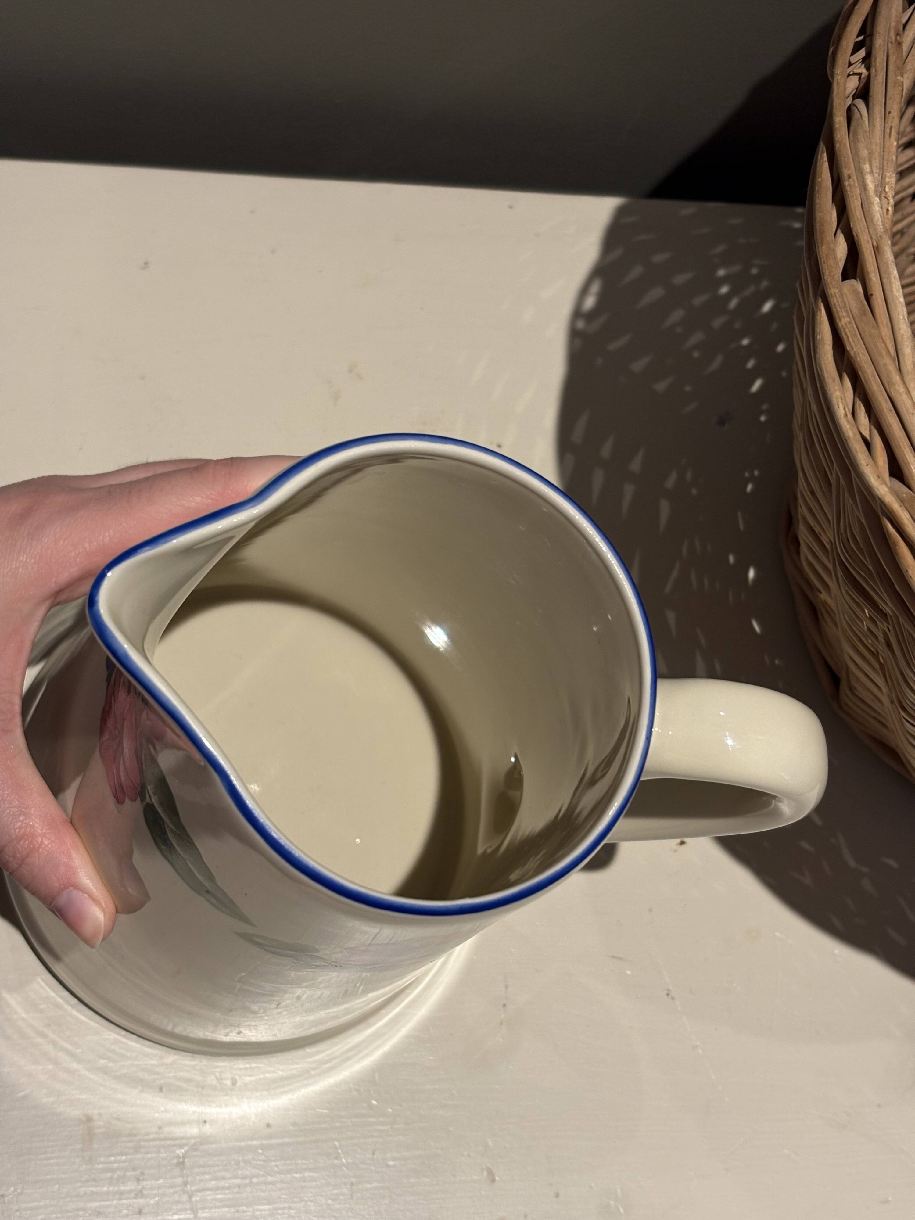 Vintage Flowered Jug Pichet Cruche by Geneviève Lethu Volubilis