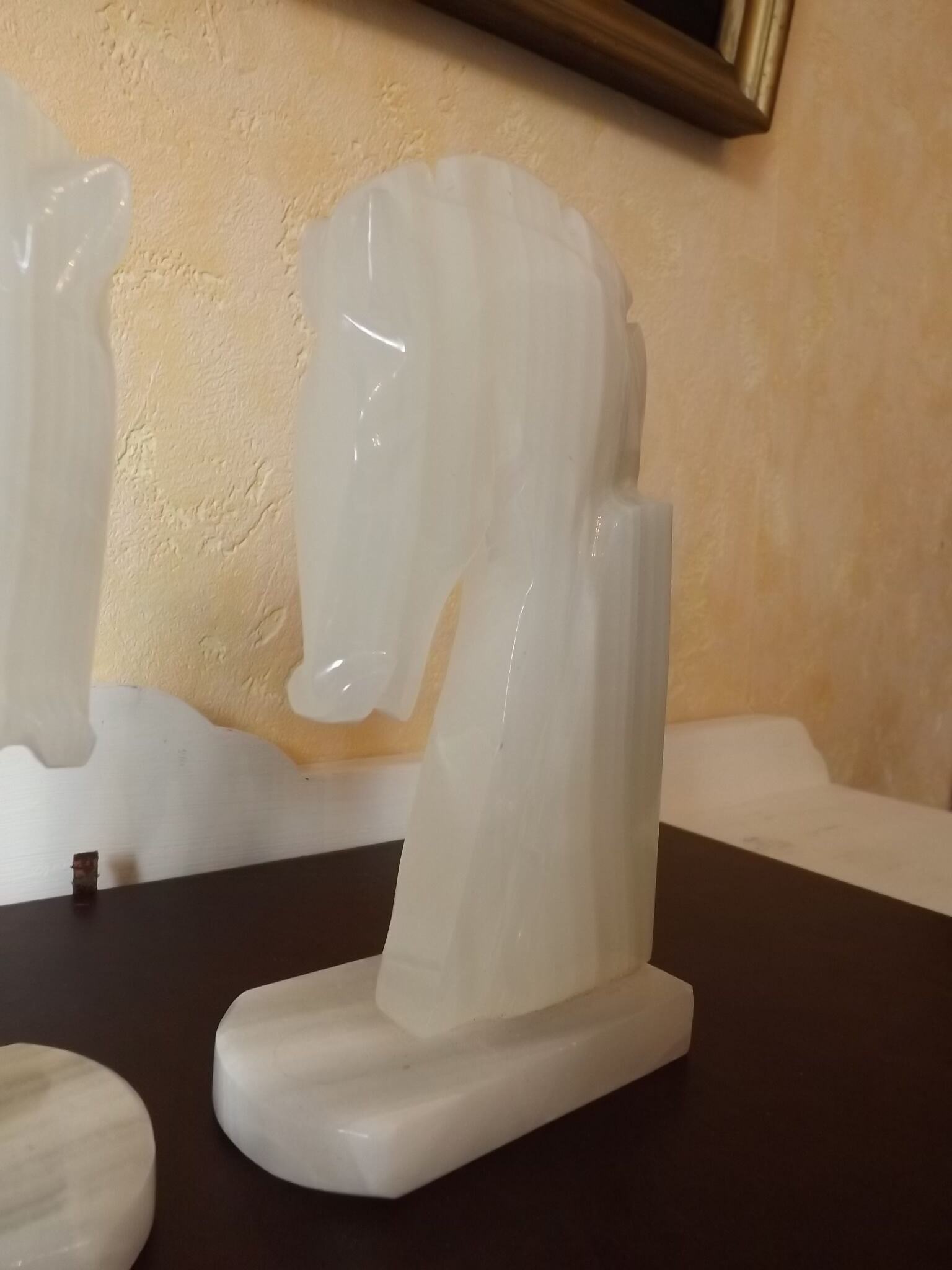 Pair of 1970s onyx horses bookends