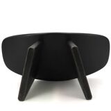 Black wooden Shoggi meditation stool by Alain Gaubert, 1980s vintage