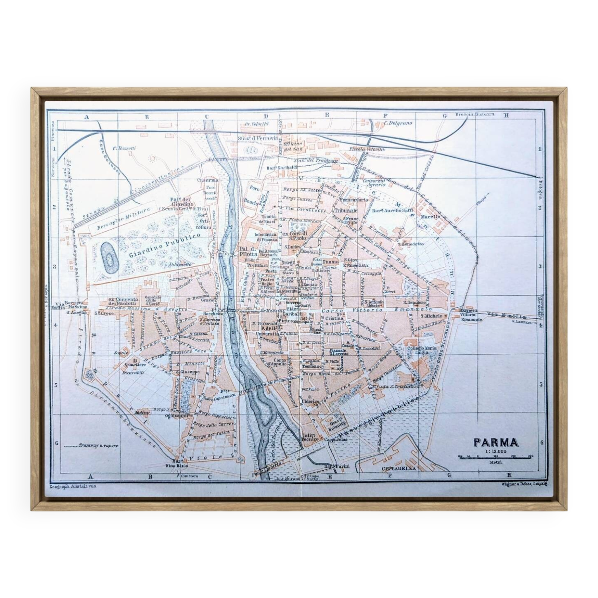Printed in 1909, map of Parma, Italy