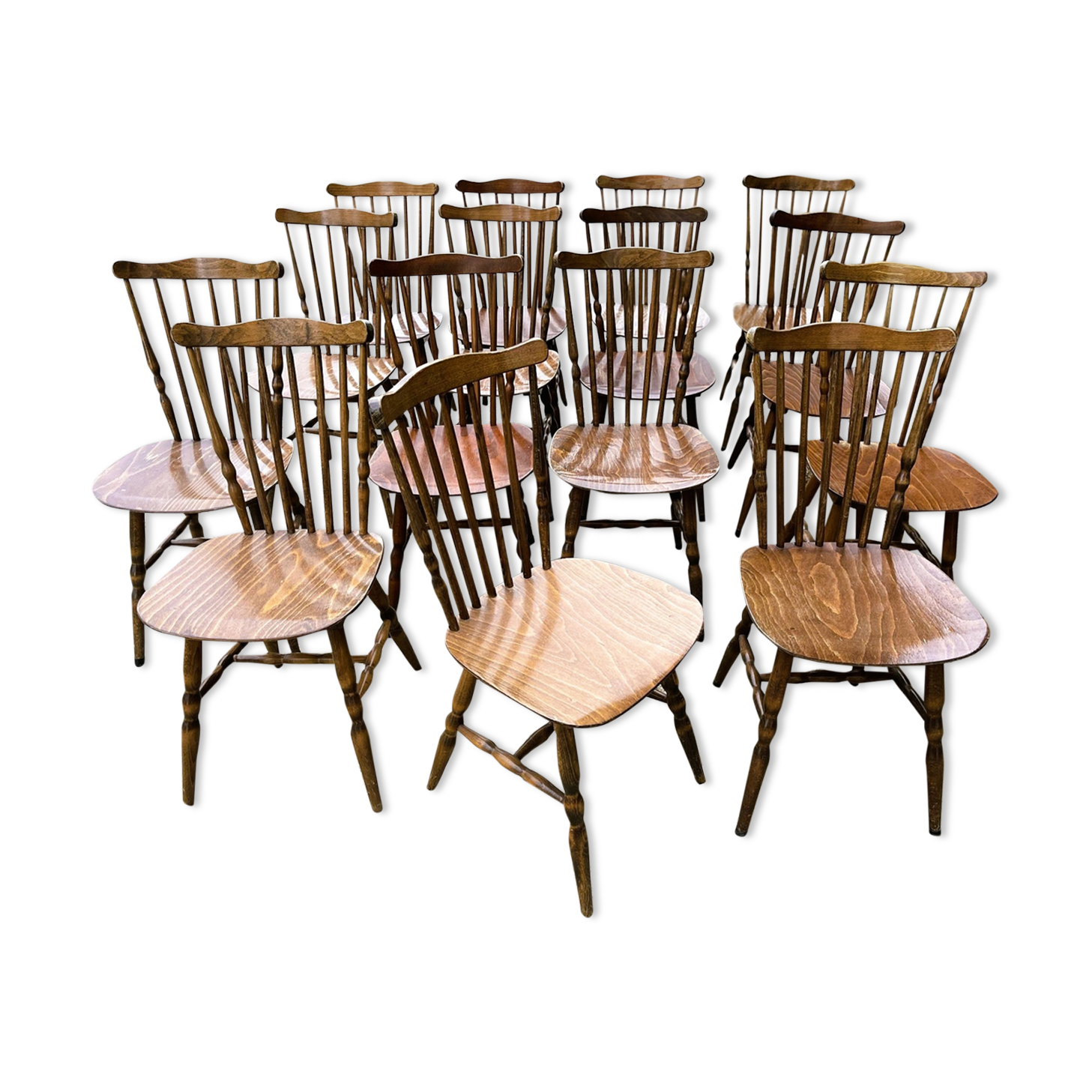 Lot de 15 chaises bistrot Baumann modèle Tacoma années 70