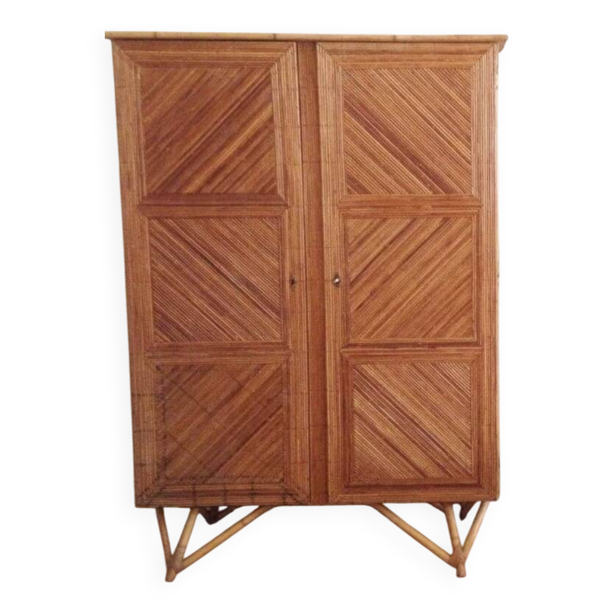 Rattan marquetry wardrobe from the 1950s.