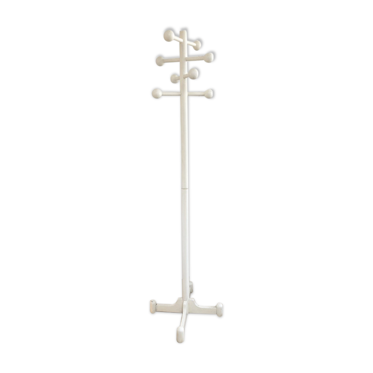 Vintage coat rack in white wood, 1970