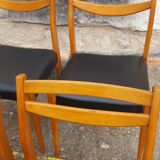 6 scandinavian chairs vintage beech and skai