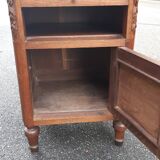 Solid oak and marble bedside tables