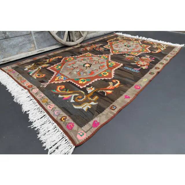 Vintage Turkish Oushak Handmade Wool Cotton Orange Area Rug 187x310
