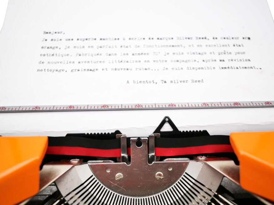 Machine à écrire Silverette orange - vintage 60 (+ruban neuf)