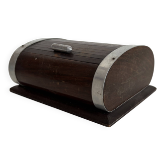 Vintage 1960 cigarette holder, wooden and gold metal dispenser - 16 x 13 cm