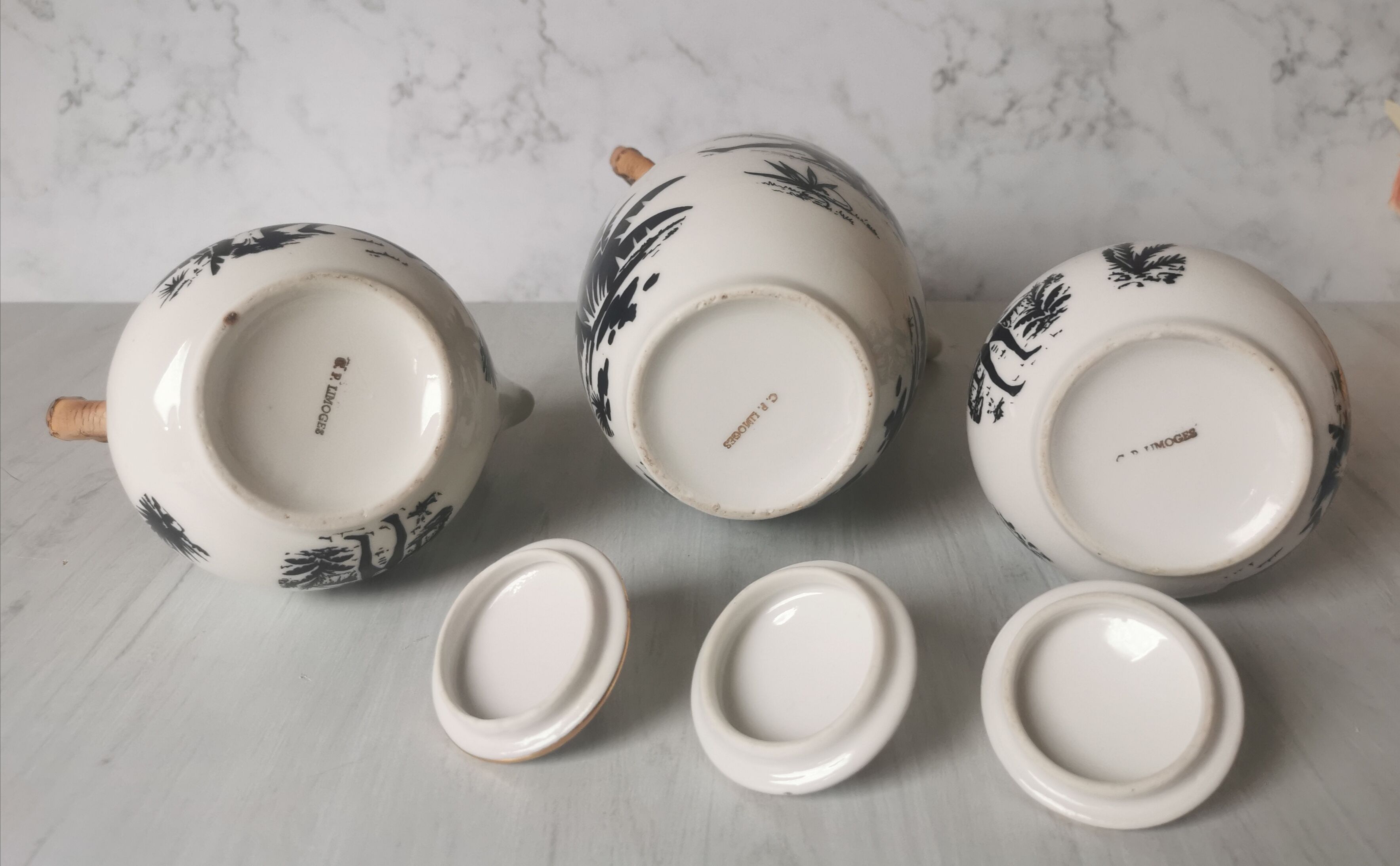 Coffee service African porcelain décor from Limoges