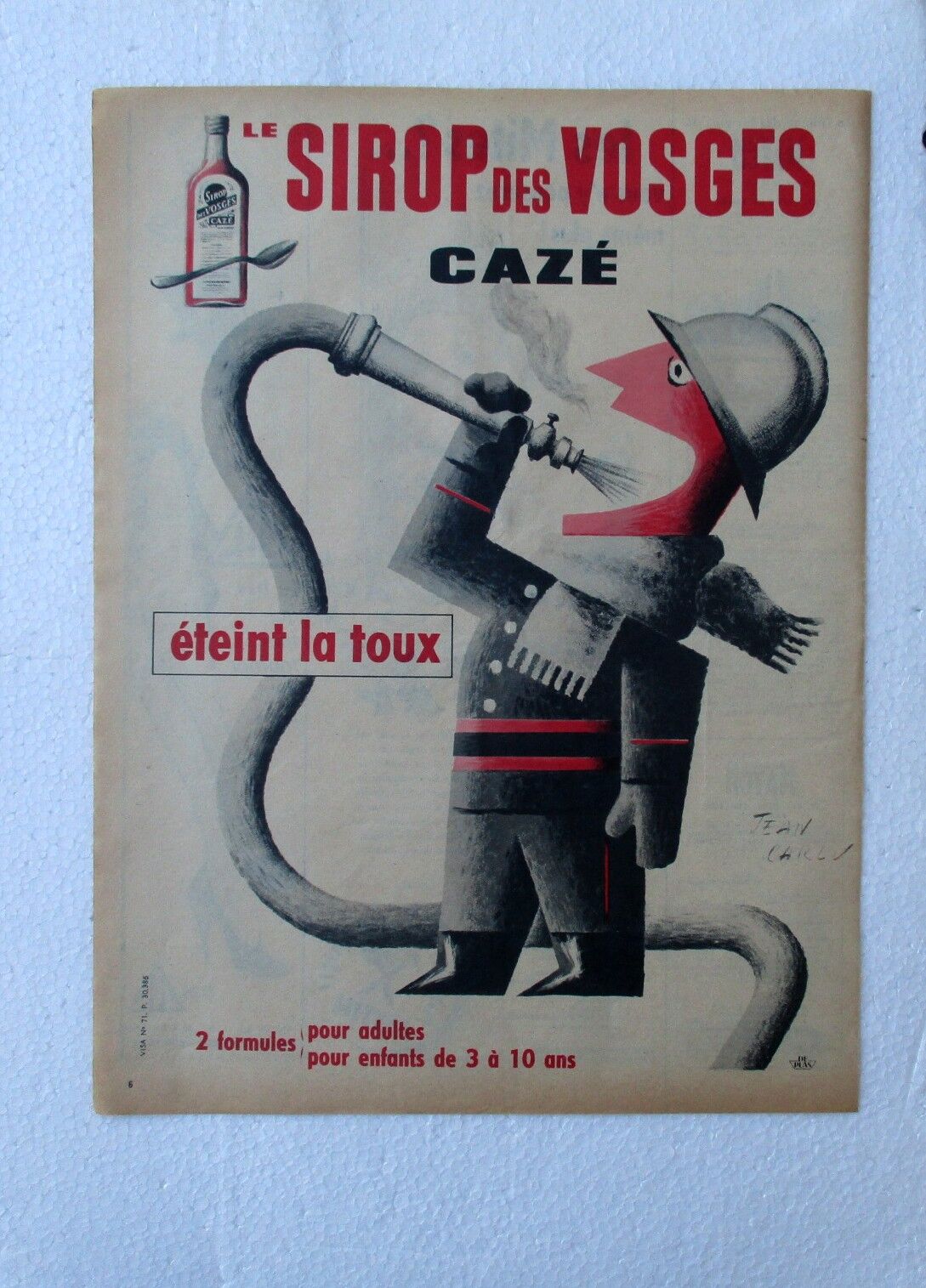 Advertising caze syrup of the vosges, 50s