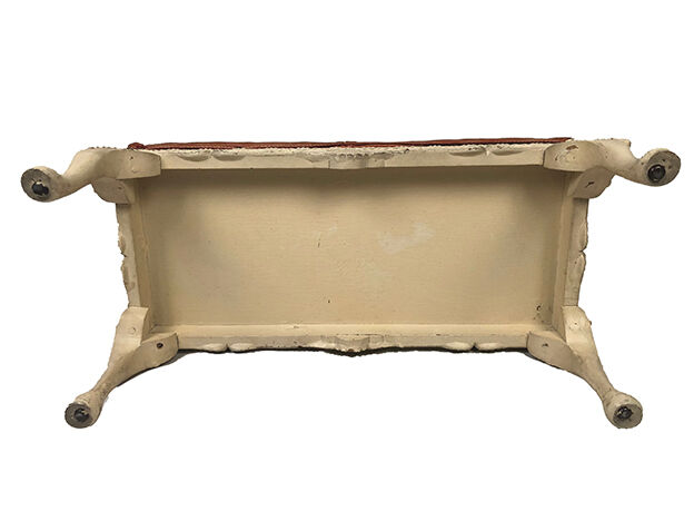 Bench in cream lacquered wood in rococo style, mid-twentieth century