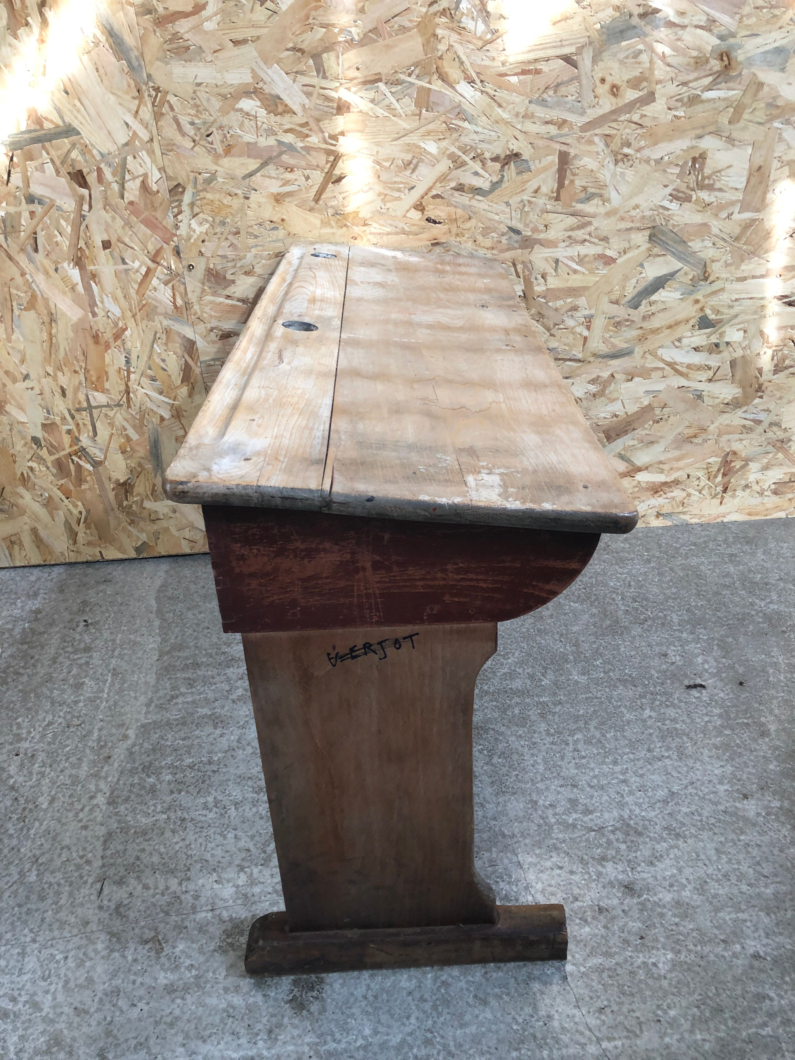 Old school office desk double wood box vintage inkwell location